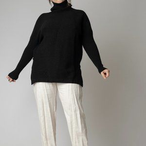 Oversized Wool Blend Turtleneck Sweater  Split on sides for front or back tuck.